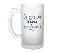 Verre à bière d'un Erwan qui déchire - Chope - Idée Verre à bière Personnalisable Cadeau Anniversaire Fête Original Famille Travail Départ Collègue Retraite Noël.