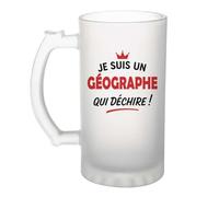 Verre à bière d'un Géographe qui déchire 2- Chope - Idée Verre à bière Personnalisable Cadeau Anniversaire Fête Original Famille Travail Départ Collègue Retraite Noël.