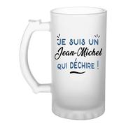 Verre à bière d'un Jean-Michel qui déchire - Chope - Idée Verre à bière Personnalisable Cadeau Anniversaire Fête Original Famille Travail Départ Collègue Retraite Noël.