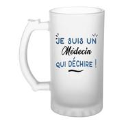 Verre à bière d'un Médecin qui déchire - Chope - Idée Verre à bière Personnalisable Cadeau Anniversaire Fête Original Famille Travail Départ Collègue Retraite Noël.