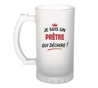 Verre à bière d'un Prêtre qui déchire 2- Chope - Idée Verre à bière Personnalisable Cadeau Anniversaire Fête Original Famille Travail Départ Collègue Retraite Noël.