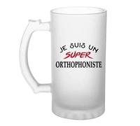 Verre à bière d'un Super Orthophoniste - Chope - Idée Verre à bière Personnalisable Cadeau Anniversaire Fête Original Famille Travail Départ Collègue Retraite Noël.