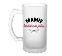 Verre à bière d'une Mamie Auxiliaire de justice - Chope - Idée Verre à bière Personnalisable Cadeau Anniversaire Fête Original Famille Travail Départ Collègue Retraite Noël.