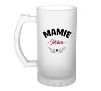 Verre à bière d'une Mamie Jessica - Chope - Idée Verre à bière Personnalisable Cadeau Anniversaire Fête Original Famille Travail Départ Collègue Retraite Noël.