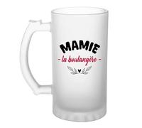 Verre à bière d'une Mamie la boulangère - Chope - Idée Verre à bière Personnalisable Cadeau Anniversaire Fête Original Famille Travail Départ Collègue Retraite Noël.