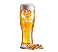 Verre à bière gravé pour 30e anniversaire 0,5 l avec texte personnalisable pour des occasions spéciales comme un anniversaire, la fête des pères ou une célébration - Gravure au choix