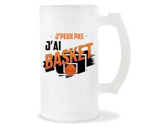 Verre à Bière J'peux pas j'ai Basket | Chope de Bière Pinte | Idée Cadeau Basket Basketteur Humour Sport Slam Dunk Joueur Drôle Original Match