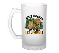 Verre à Bière Juste un gars qui adore les jaguars | Chope Givrée en Verre Trempé 470 ml à Anse Recto Verso | Apéro Bar Bistrot Match | Cadeau Amoureux des Animaux Homme Anniversaire Fête des Pères