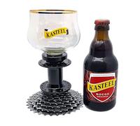 Verre à Bière Kasteel sur Support en Dérailleur de Vélo, Calice Unique avec Base en Engrenage, Design Original, Kasteel