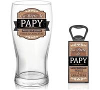SUD TRADING Set Verre à Bière et décapsuleur - Verre et métal - Transparent
