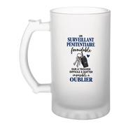 Verre à Bière Surveillant Pénitentiaire Formidable | Chope Givrée Verre Trempé 470 ml à Anse Recto Verso | Apéro Bar Bistrot Match | Idée Cadeau Administration Pénitentiaire Fête des Pères Noël