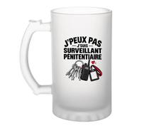 Verre à Bière Surveillant Pénitentiaire J'peux pas | Chope Givrée Verre Trempé 470 ml à Anse Recto Verso | Apéro Bar Bistrot Match | Idée Cadeau Administration Pénitentiaire Fête des Pères Noël