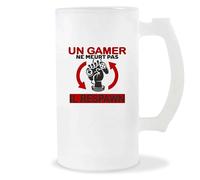 Verre à Bière Un Gamer Ne Meurt Pas Respawn | Chope de Bière Pinte | Idée Cadeau Geek Gamer Humour Jeu Vidéo Drôle Original