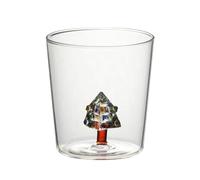 Verre à boire 3D avec figurine d'arbre de Noël à l'intérieur du verre sans pied pour vin, eau, lait
