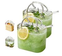 Verre À Boire En Forme De Sac À Main, Verres À Boire Originaux Avec Pailles, Vase En Verre En Forme De Sac À Main, Vase Décoratif En Forme De Bocal À Poissons, Jolis Verres À Cocktail (2 sets)