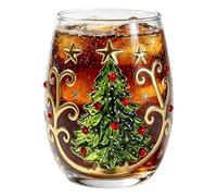 Verre à boisson de Noël - 9,3 x 7 x 7 cm - Sans pied D - Tasse décorative | Tasse 3D en verre de Noël pour thé, jus, cocktail, eau, soda, bière, lait, fête de famille, salle à manger