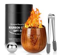 Verre À Bourbon En Bois Carbonisé, Ensemble De Verre À Whisky Personnalisé, Gobelet À Whisky Isolé De Qualité Supérieure, Pour Hommes Mari, Papa, Frère, Amateurs De Whisky, Anniversaire (V,300ml)