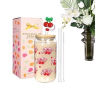 Verre à Café avec Paille | Réutilisables Boissons Chaudes et Froides avec Couvercle - Tasse À Café Glacé Avec Paille Et Couvercle | Pour Maison Voyage Fête Camping Pique-Nique Jardin BBQ Restaurants