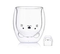 Verre à café Latte isolé, Tasse de café Double paroi isolée Coupe à Lunettes Animal Mignon thé Lait Tasses Cadeau Original pour Noël Action de grâces Copains (B)