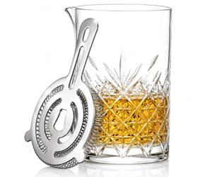 Verre à cocktail et passoire | Ensemble verre à mélanger et passoire Hawthorne de 700ml pour la préparation de cocktails Negroni, Old Fashioned et classiques