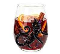 Verre à cocktail Halloween 420 ml Ghost Pumpkin Verre décoratif transparent | Tasses à boire en forme de chat noir pour cocktail, vin, whisky, café, club, maison, bar, fête, réunions de famille