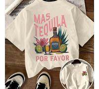 Verre à cocktail margarita tequila et graphiques de fleurs de citron, feuille, lettre sur un t-shirt décontracté rond pour femmes, Sweat-shirt ample pour femmes printemps/été L,M,S,XL,XSgraphique,Lett