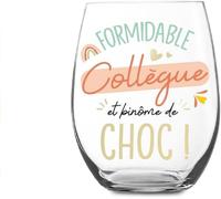STC Verre rond "Formidable collègue" – Inscription – Transparent – 9 x 12 cm