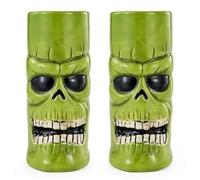 Verre à Cocktail Tiki Mug Demon 39cl TIKIS Lot de 2 Tasses en Céramique Décoration Monstre Frankenstein Cocktails Bar lot de 2 pièces Décoration Verres mixologie