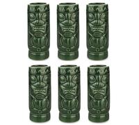 Verre à Cocktail Tiki Mug Mean Vert Style Polynésien Décoration Intérieur Extérieur Maison Cuisine Bar lot de 6 Tasses TIKIS en Céramique