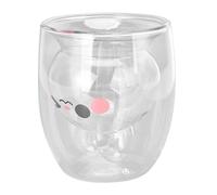 Verre à Double Paroi Motif Lapin, Tasse à café au Lait, thé, Four à Micro-ondes, Lave-vaisselle, Mignon, Joli Transparent, 300ml (Réservoir transparent)
