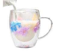 Verre à double paroi, tasses à café résistantes à la chaleur, verre léger | Tasse à thé légère de 350 ml, boissons chaudes et froides, pour femmes et filles, pause bureau à domicile, bureau