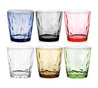 Verre a Eau Couleur, 6 Piece 300ml Verres à Boire en Acrylique, Réutilisables Gobelets Colorés en Acrylique, Verre D'eau Multicolore, Gobelets en Plastique pour l'Eau, Jus, Cafés Glacés, Boissons