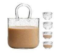 Verre à eau et café 2340 ml - 2 340 ml Tasse à thé transparente forme sac à main | Ensemble de 6 verres à cocktail avec 4 petites tasses | Pour Goûter, Apéritif, Anniversaire, Mariage, Maison