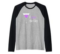 Verre à Martini Violet avec Inscription « I Love The City » Manche Raglan