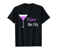 Verre à Martini Violet avec Inscription « I Love The City » T-Shirt