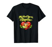 Verre à Shot My Blood Type is Tequila Party Crew Heart T-Shirt