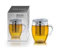 Verre à thé Creano avec infuseur en acier inoxydable et couvercle en verre - 14 oz (40