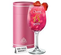 Verre à Vin 18 Ans Cadeau Fille Anniversaire Majorité Cheers to 18 Years Idée Cadeau 18 Ans Filles Original Verre Personnalisé Cadeaux Soeur Niece Petite-Fille Amie Femme Cristal 475ml Coffret Cadeaux