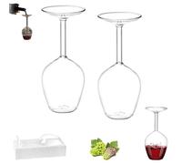 Verre à vin à l'envers 14 oz, 2025 Améliorer le verre à vin rouge à tige longue, à l'épreuve des fuites, Des outils de consommation de dopage drôles, Le verre à vin qui confond les amis (2pcs)