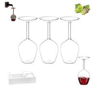 Verre à vin à l'envers 14 oz, 2025 Améliorer le verre à vin rouge à tige longue, à l'épreuve des fuites, Des outils de consommation de dopage drôles, Le verre à vin qui confond les amis (3pcs)
