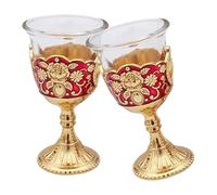 Verre à vin blanc de style palais - ensemble de grands verres à vin, Grands verres à vin vintage | Coupe de vin en métal gaufré rétro pour les mariages de cuisine de bureau à domicile