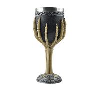 Verre à vin créatif en forme de tête de mort squelette en acier inoxydable et résine - Décoration d'Halloween - Décoration gothique - Ossuaire - Cadeau de fête