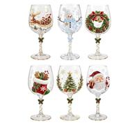 Verre à vin de Noël 2D surélevé, décoration avec flocon de neige | Idéal pour les collectionneurs et les fans. Forme originale 2D, stable et légère. Excellent comme centre de table ou