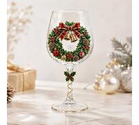 Verre à vin de Noël 2D surélevé, décoration avec flocon de neige | Idéal pour les collectionneurs et les fans. Forme originale 2D, stable et légère. Excellent comme centre de table ou