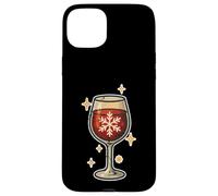 Verre à vin de Noël avec Flocon de Neige Coque pour iPhone 15 Plus