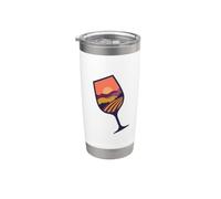 Verre à vin élégant au coucher de soleil sur les vignes Gobelet isotherme en acier inoxydable double paroi