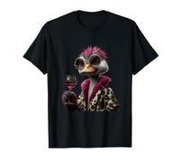 Verre à vin élégant en Forme d'oiseau avec Motif Portrait d'autruche T-Shirt