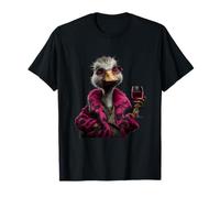 Verre à vin élégant en Forme d'oiseau avec Motif Portrait d'autruche T-Shirt