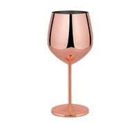 Verre à vin en acier inoxydable - 532 ml - Verres à vin à pied incassables - Pour piscine, intérieur et extérieur, fête - Doré rose