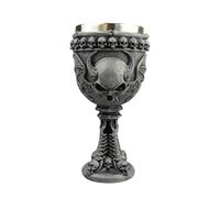 Verre à vin en argent « Day of The Dead Ossuary » déformé en forme de calice à vin de 200 ml pour décoration de cuisine, accessoire de centre de table pour fête d'Halloween (gris, 20 cm)